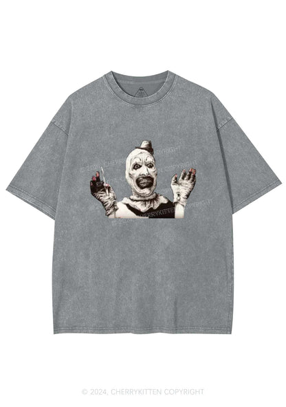 Halloween Terrifier Clown Y2K Washed Tee Cherrykitten