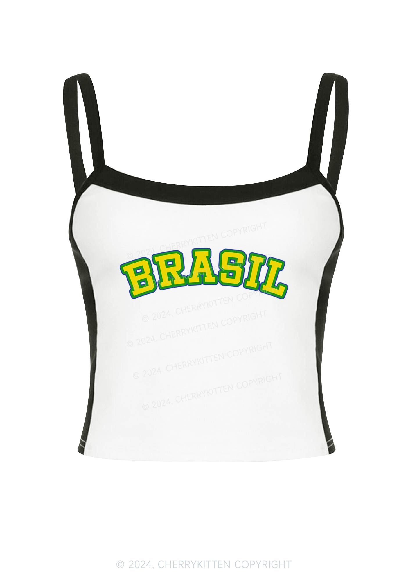 Brasil Y2K Color Block Crop Cami Top Cherrykitten