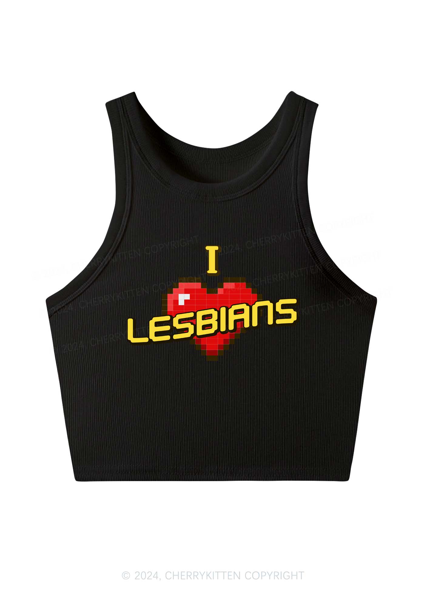 I Love Lesbians Y2K Crop Tank Top Cherrykitten