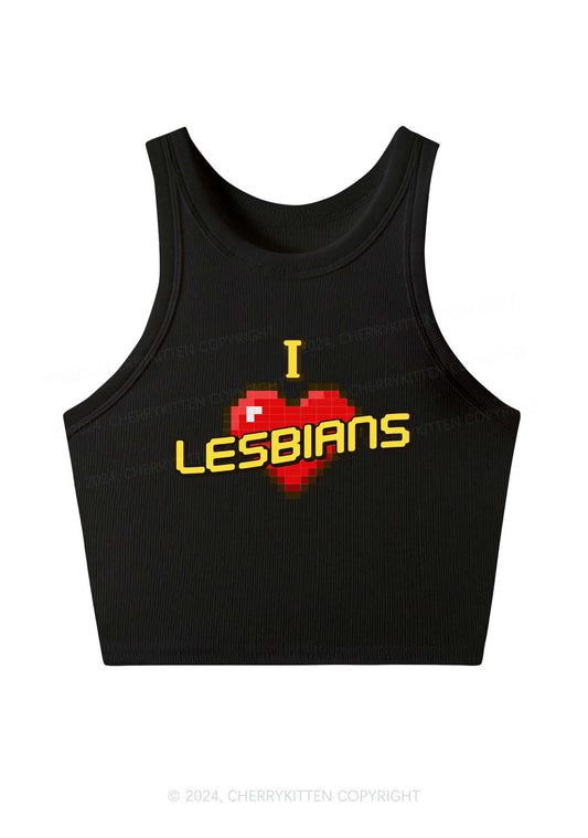 I Love Lesbians Y2K Crop Tank Top Cherrykitten