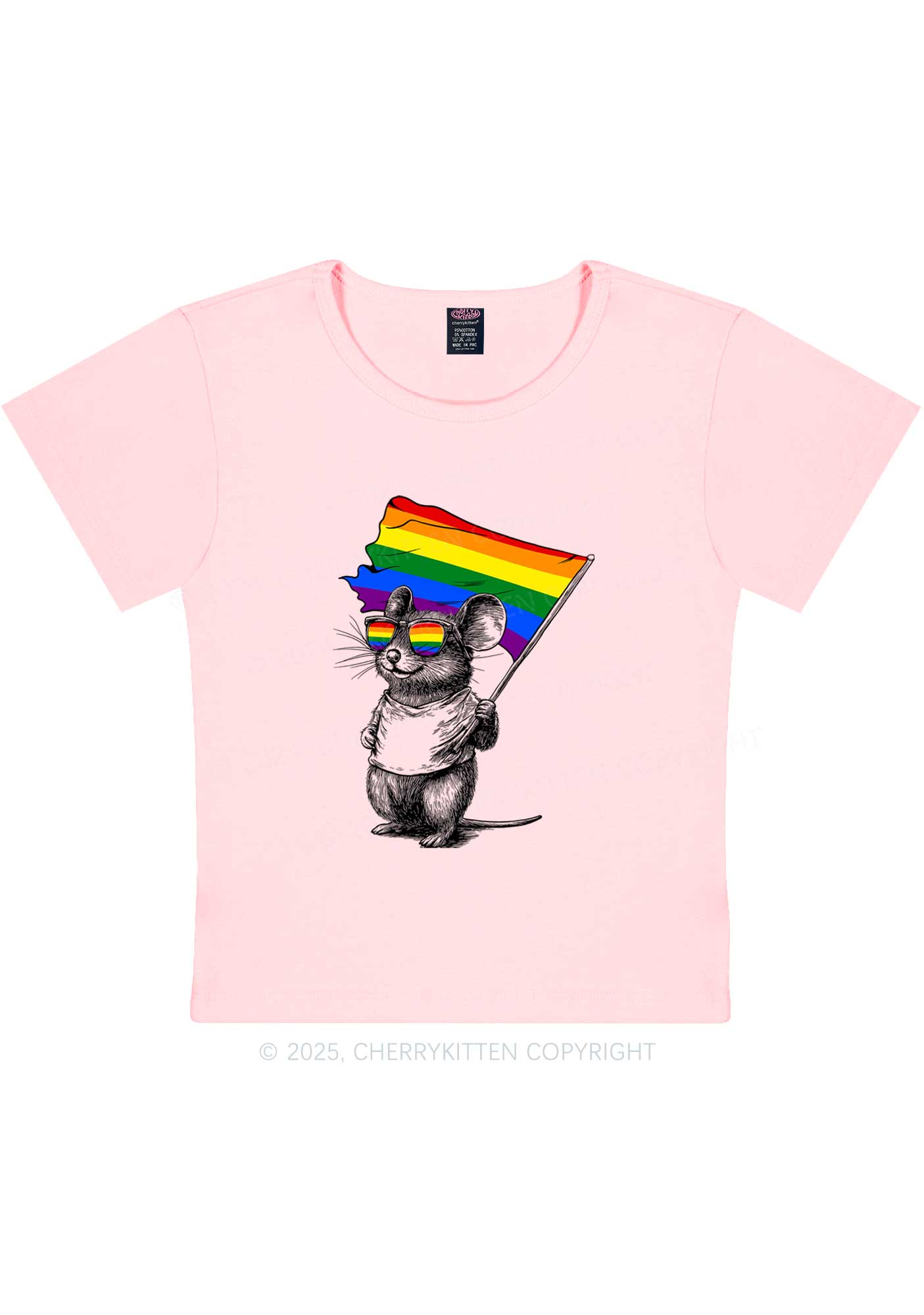 Rainbow Flag Rat Y2K Baby Tee Cherrykitten