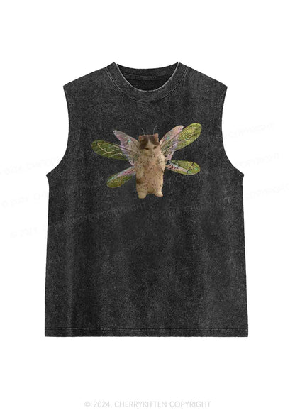 Fairycat Wings Y2K Washed Tank Cherrykitten