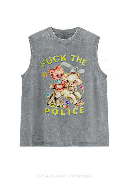 Baby Sheep Fxxk Police Y2K Washed Tank Cherrykitten