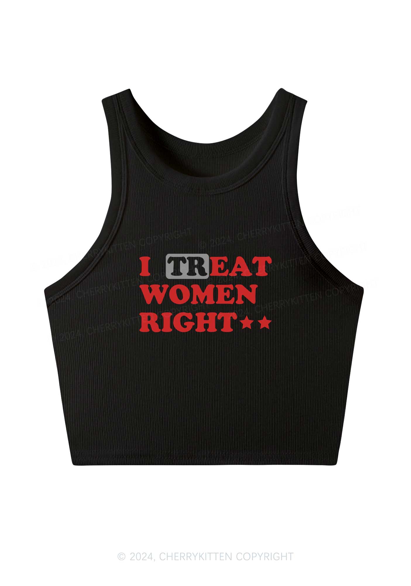 I Treat Women Right Y2K Crop Tank Top Cherrykitten