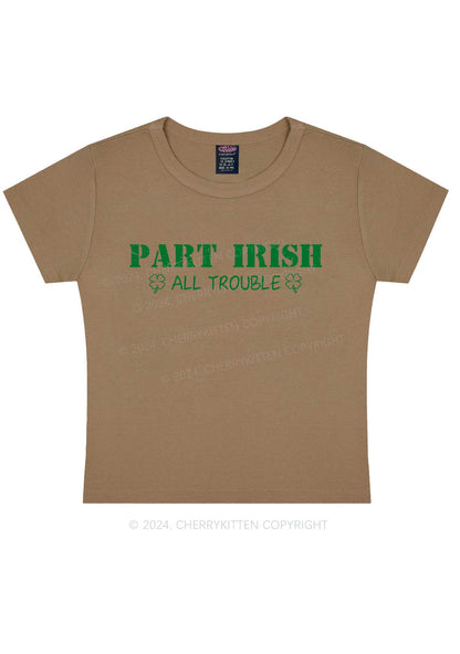 Part Irish All Trouble St Patricks Y2K Baby Tee Cherrykitten