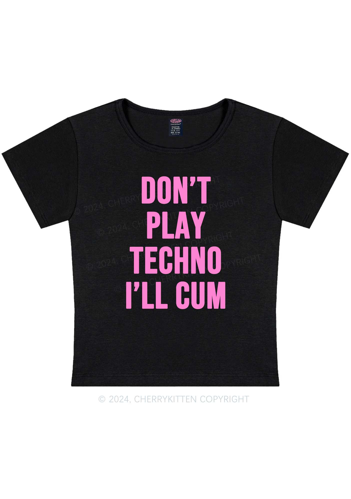 Curvy Don't Play Techno Y2K Baby Tee Cherrykitten