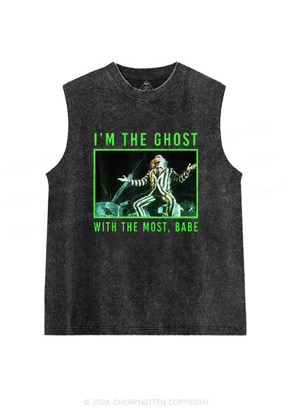 Halloween I'm The Ghost Y2K Washed Tank Cherrykitten