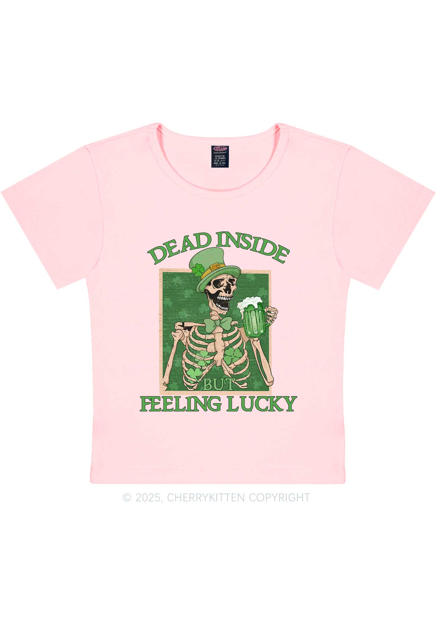 Feeling Lucky St Patricks Y2K Baby Tee Cherrykitten