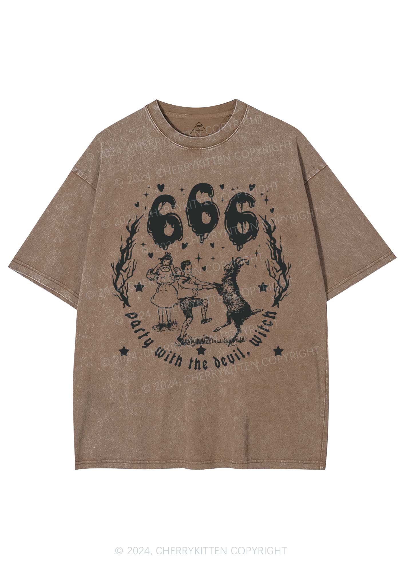 Halloween Devil Witch Y2K Washed Tee Cherrykitten