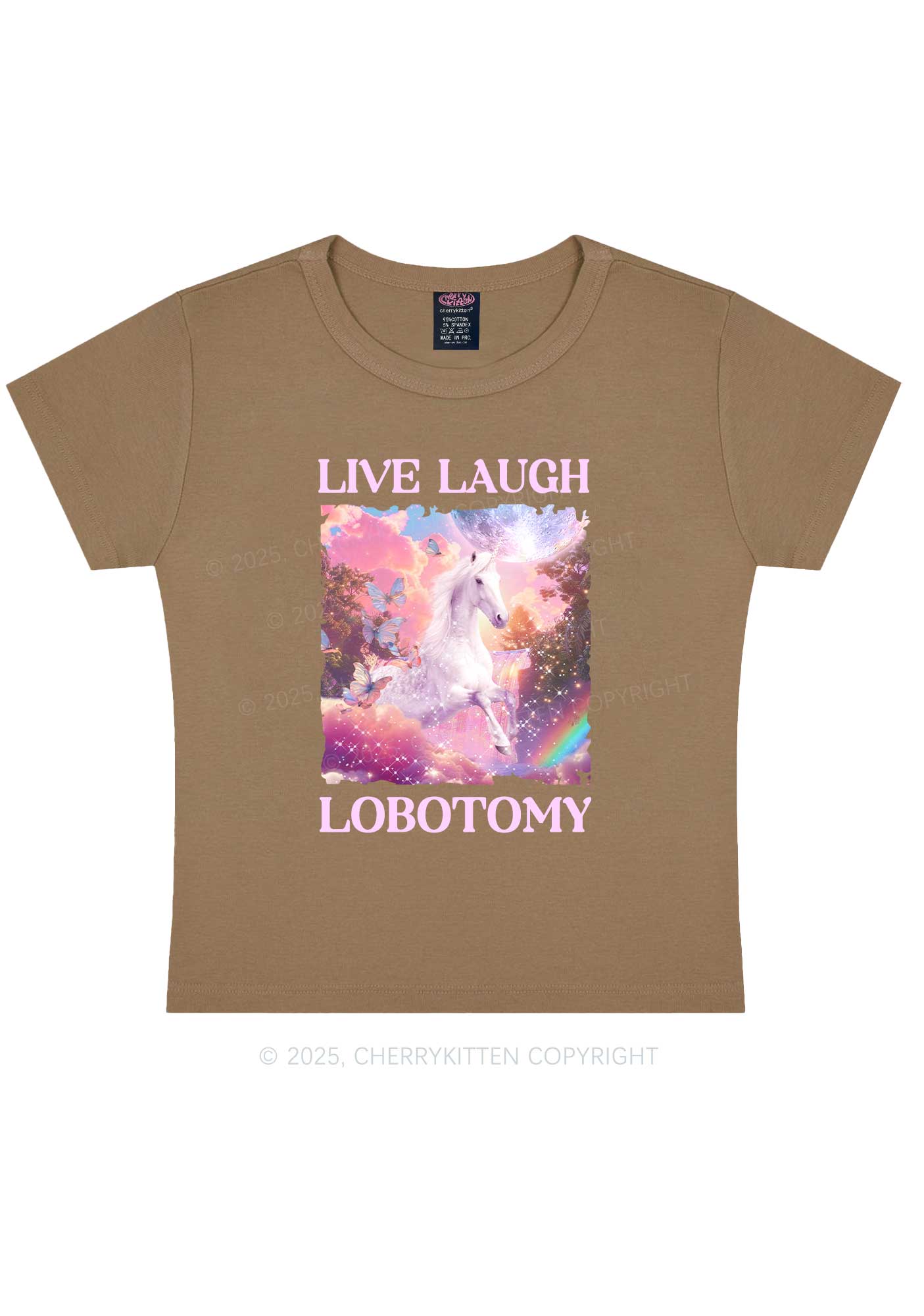 Live Laugh Lobotomy Unicorn Y2K Baby Tee Cherrykitten