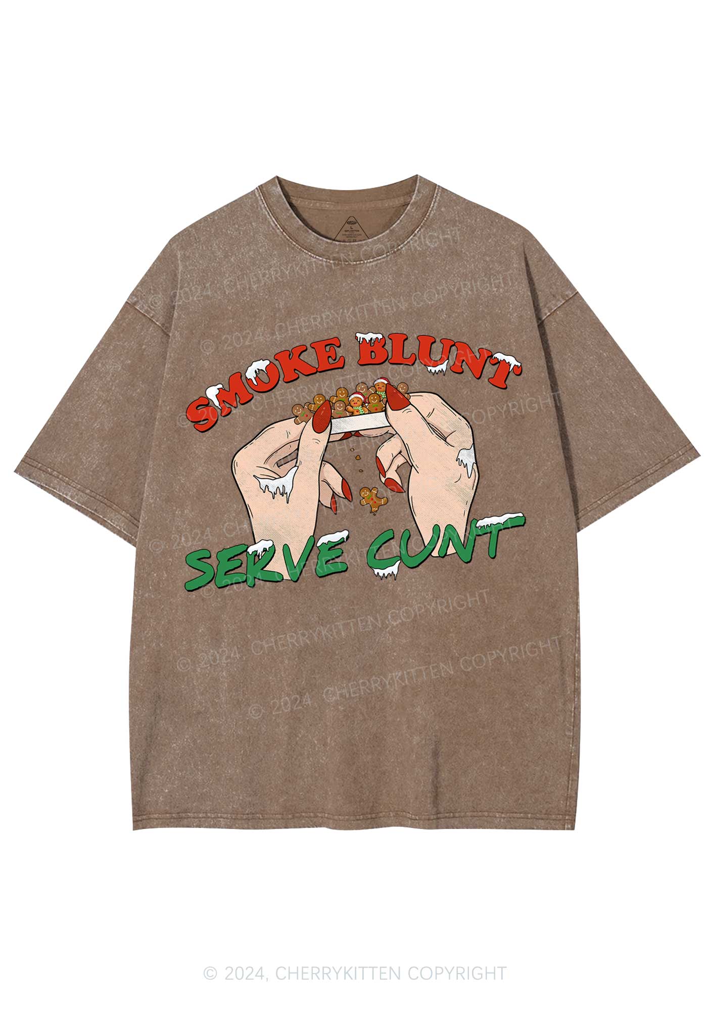 Christmas Smoke Blunt Y2K Washed Tee Cherrykitten