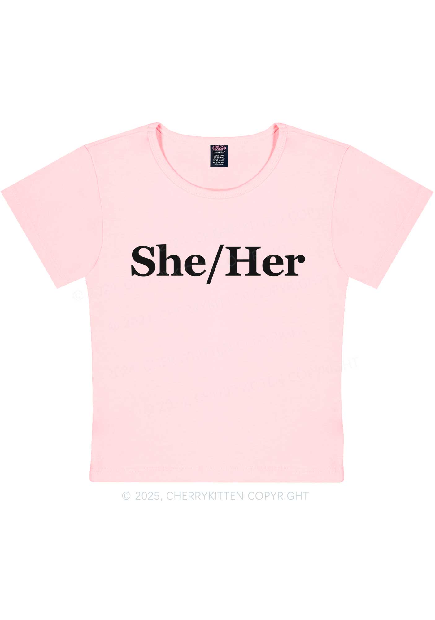 She Or Her Y2K Baby Tee Cherrykitten