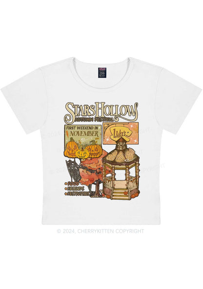 Halloween Stars Hollow Y2K Baby Tee Cherrykitten