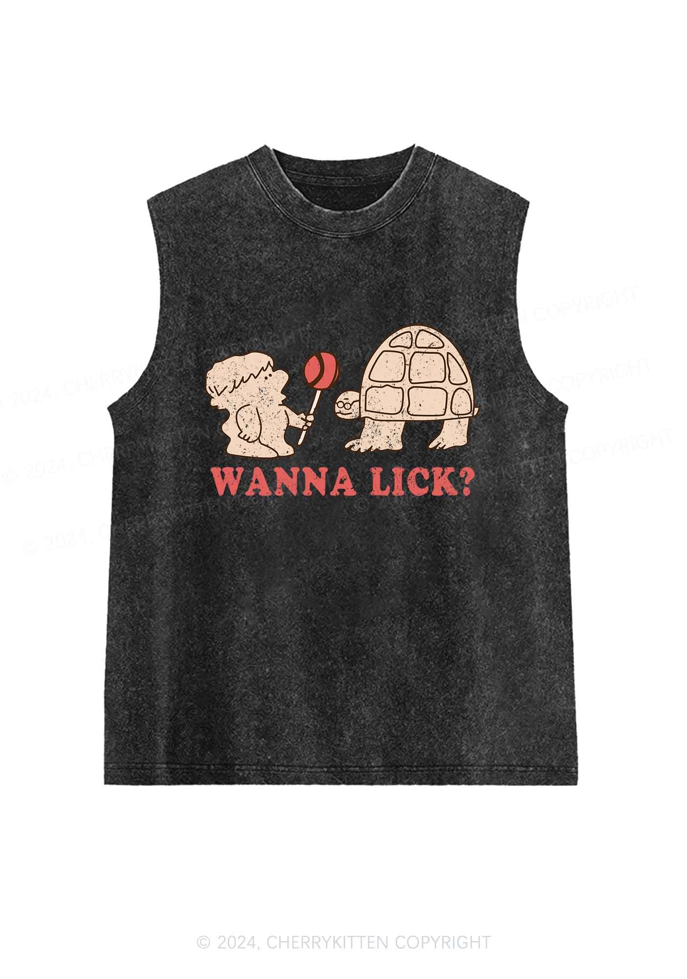 Wanna Lick Lollipop Y2K Washed Tank Cherrykitten