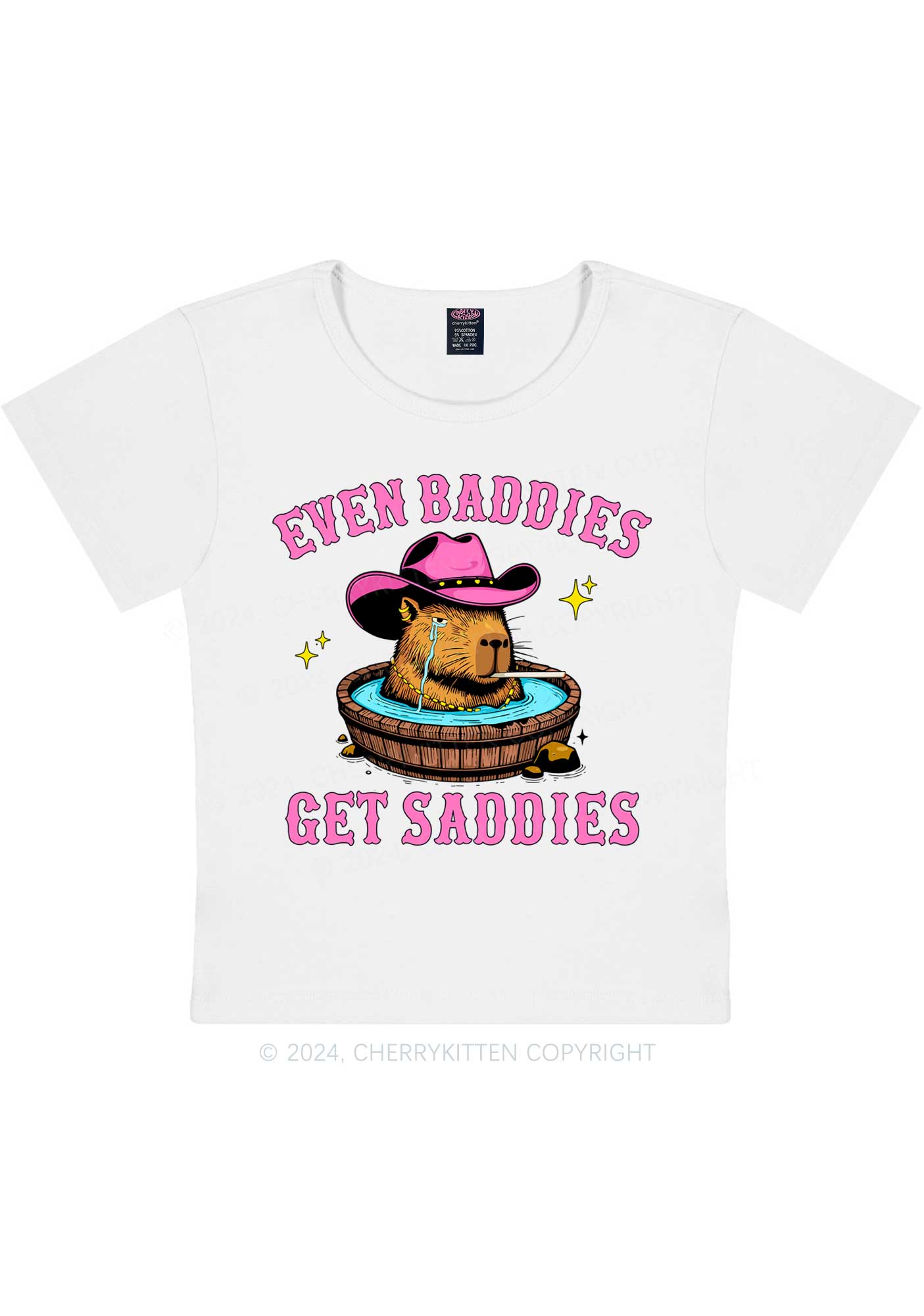 Capybara Get Saddies Y2K Baby Tee Cherrykitten