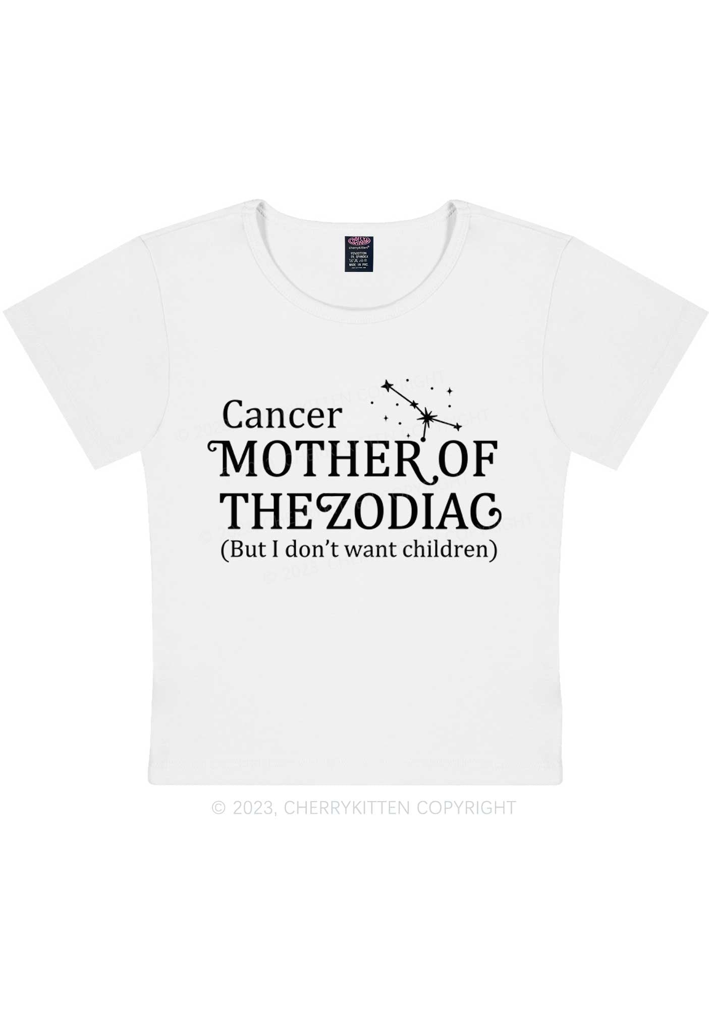 Curvy Mother Of The Zodiac Y2K Baby Tee Cherrykitten