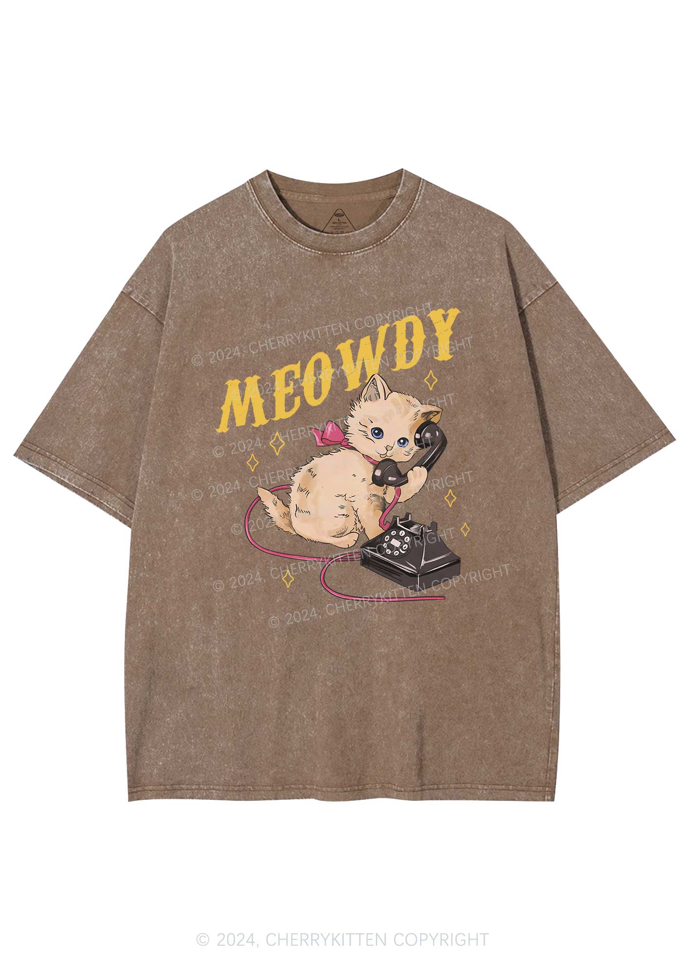 Meowdy Kitten Y2K Washed Tee Cherrykitten