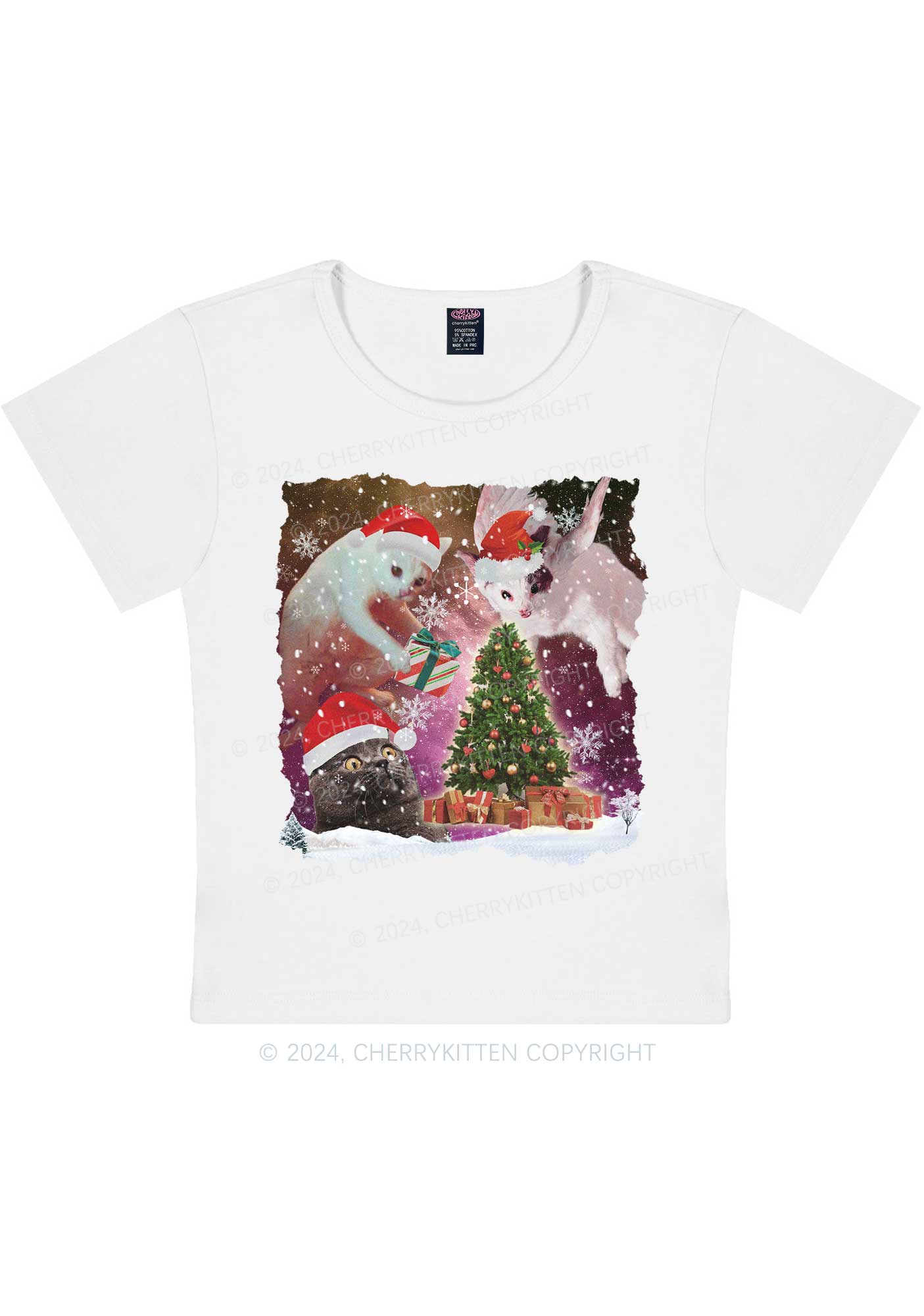 Christmas Cats Gift Y2K Baby Tee Cherrykitten