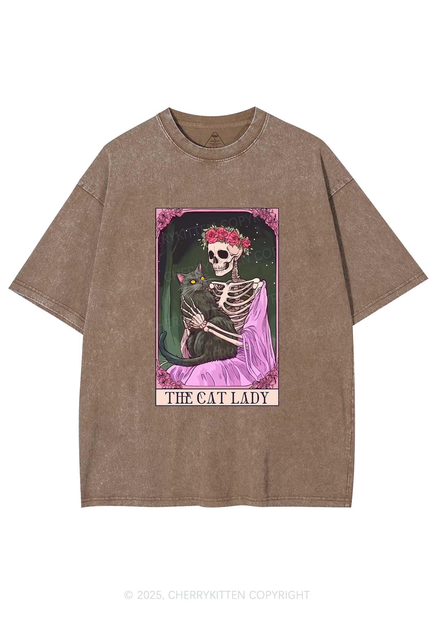 Skeleton Lady Y2K Washed Tee Cherrykitten