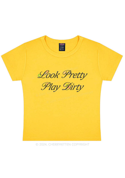 Look Pretty Play Dirty Y2K Baby Tee Cherrykitten