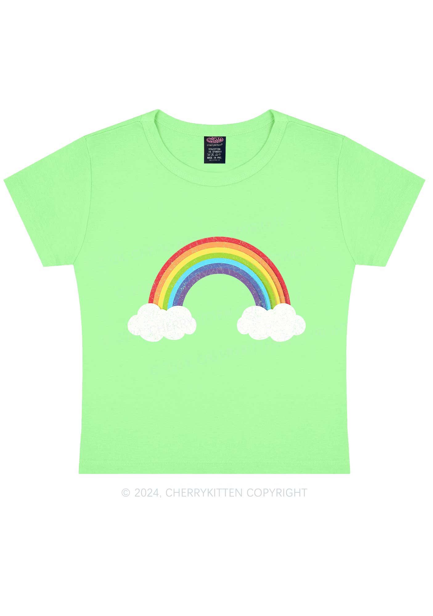 Rainbow Cloud Y2K Baby Tee Cherrykitten