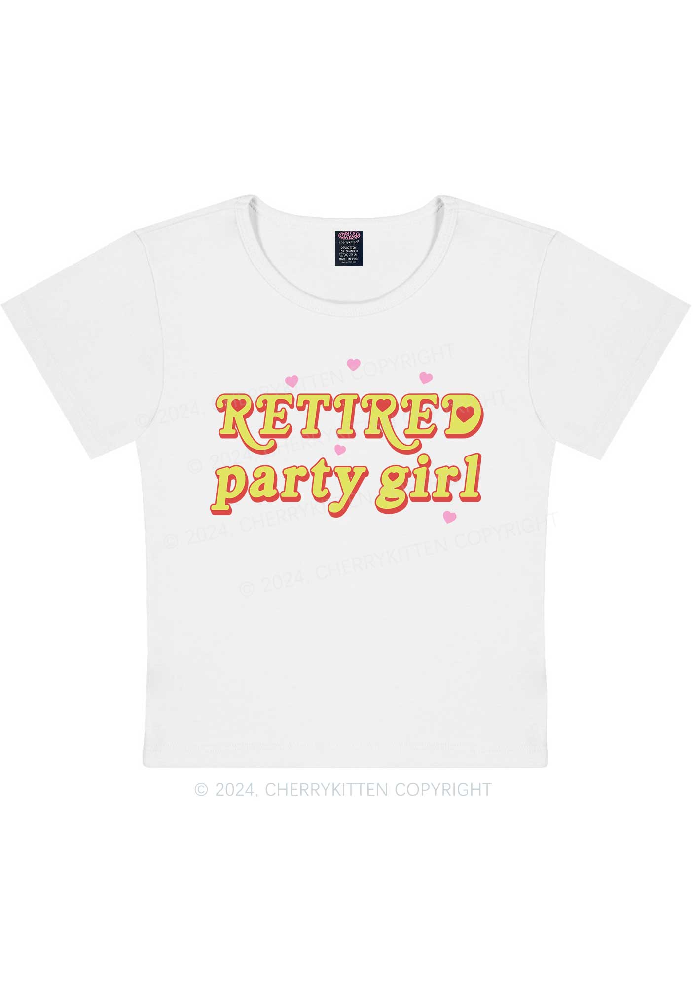 Retired Party Girl Y2K Baby Tee Cherrykitten