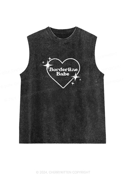 Borderline Personality Babe Y2K Washed Tank Cherrykitten