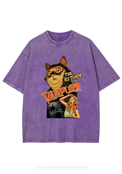 Halloween Vampurr Cat Y2K Washed Tee Cherrykitten