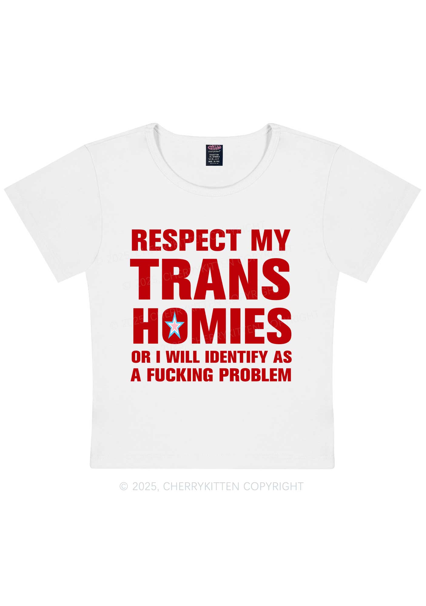 Respect My Trans Homies Y2K Baby Tee Cherrykitten