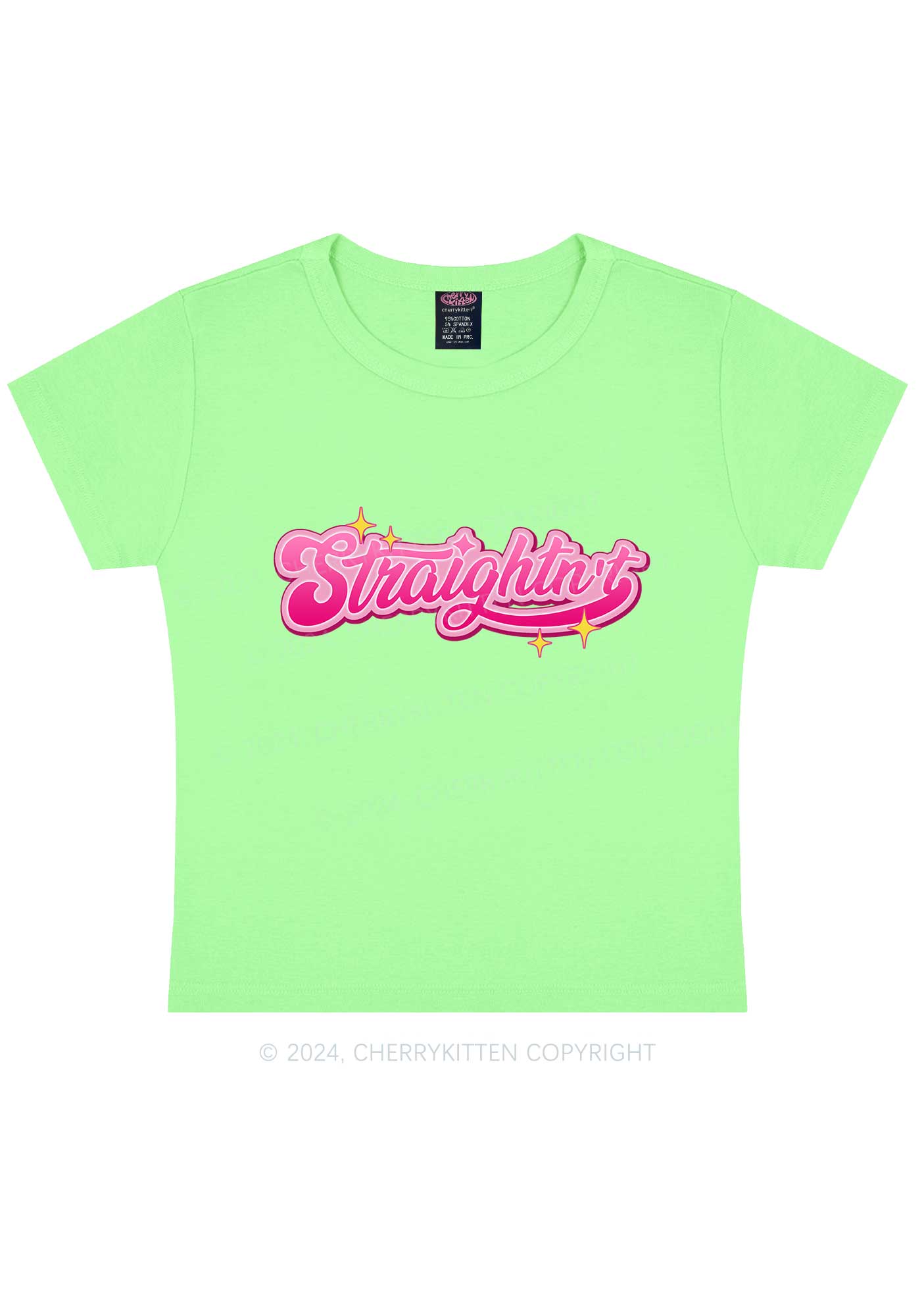 Straightn't Y2K Baby Tee Cherrykitten