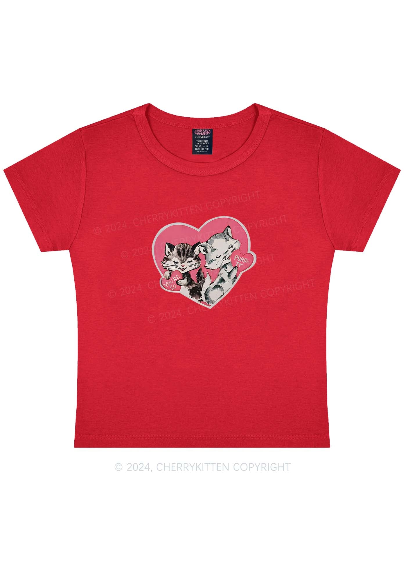 You Are So Purrty Y2K Valentine's Day Baby Tee Cherrykitten