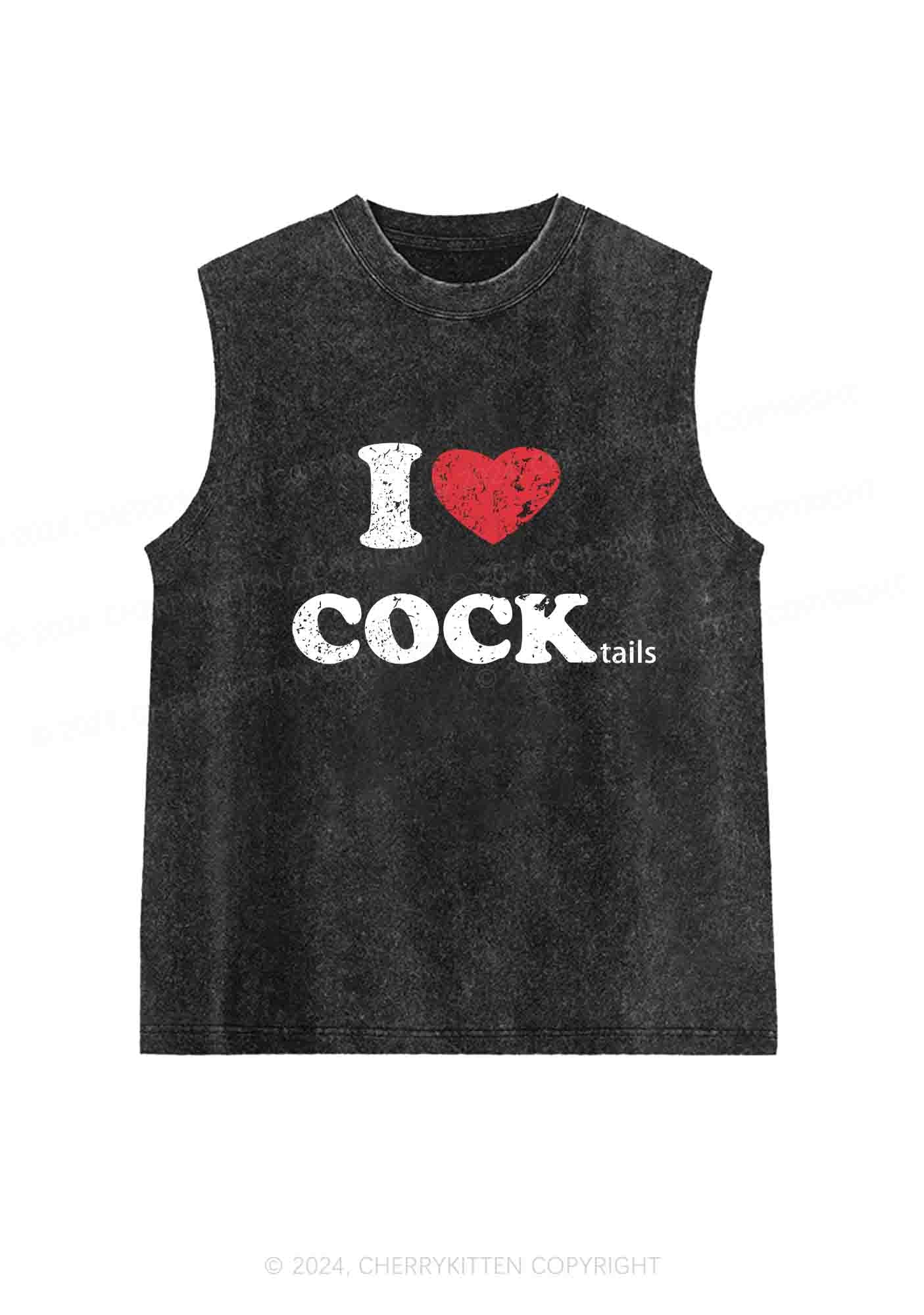 I Love Cocktails Y2K Washed Tank Cherrykitten