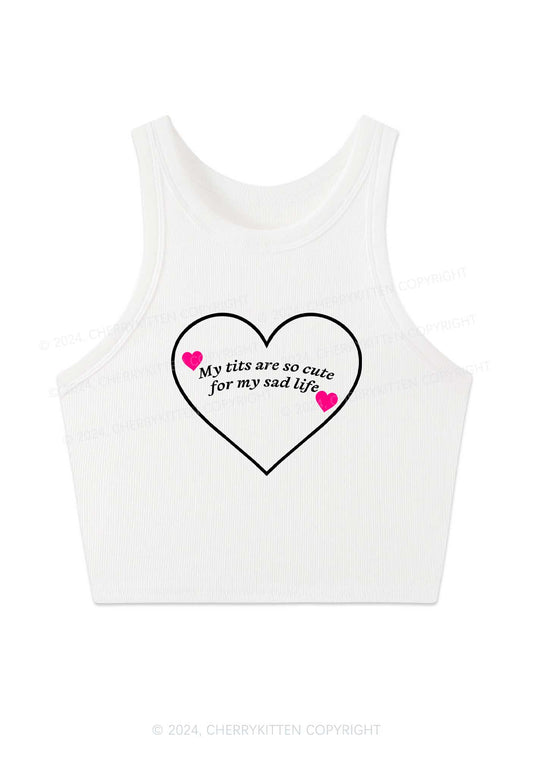 Cute Txts Sad Life Y2K Crop Tank Top Cherrykitten