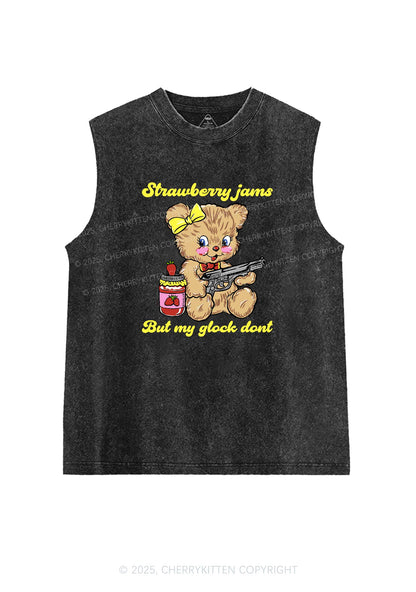 Strawberry Jams Bear Y2K Washed Tank Cherrykitten