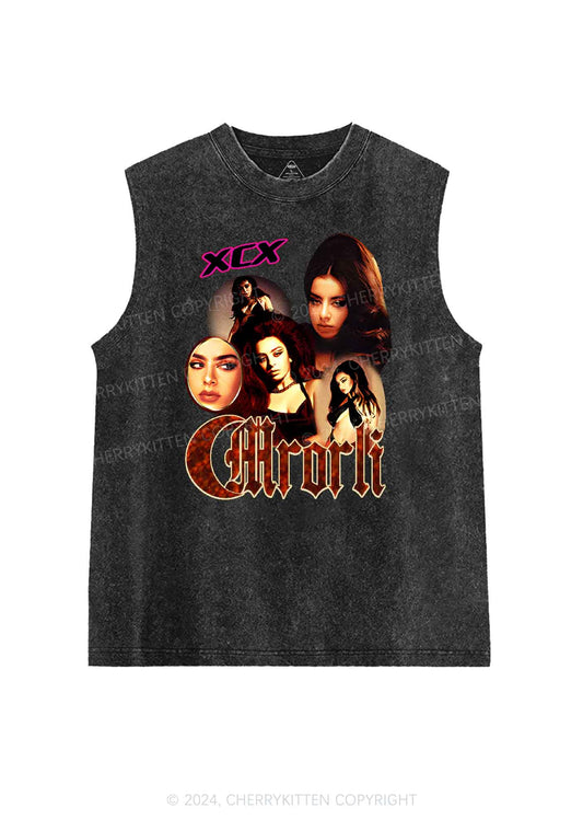 Custom Vintage Portrait Y2K Washed Tank Cherrykitten