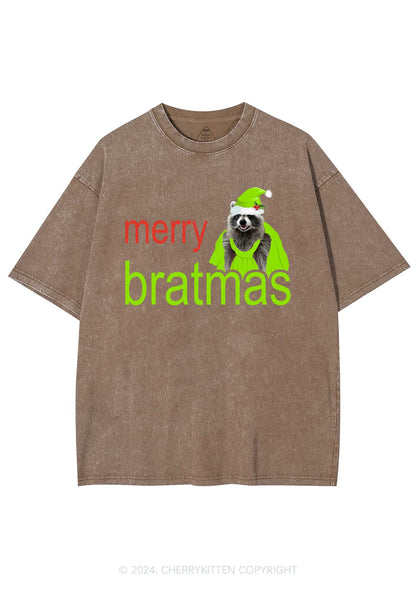 Christmas Merry Bratmas Y2K Washed Tee Cherrykitten