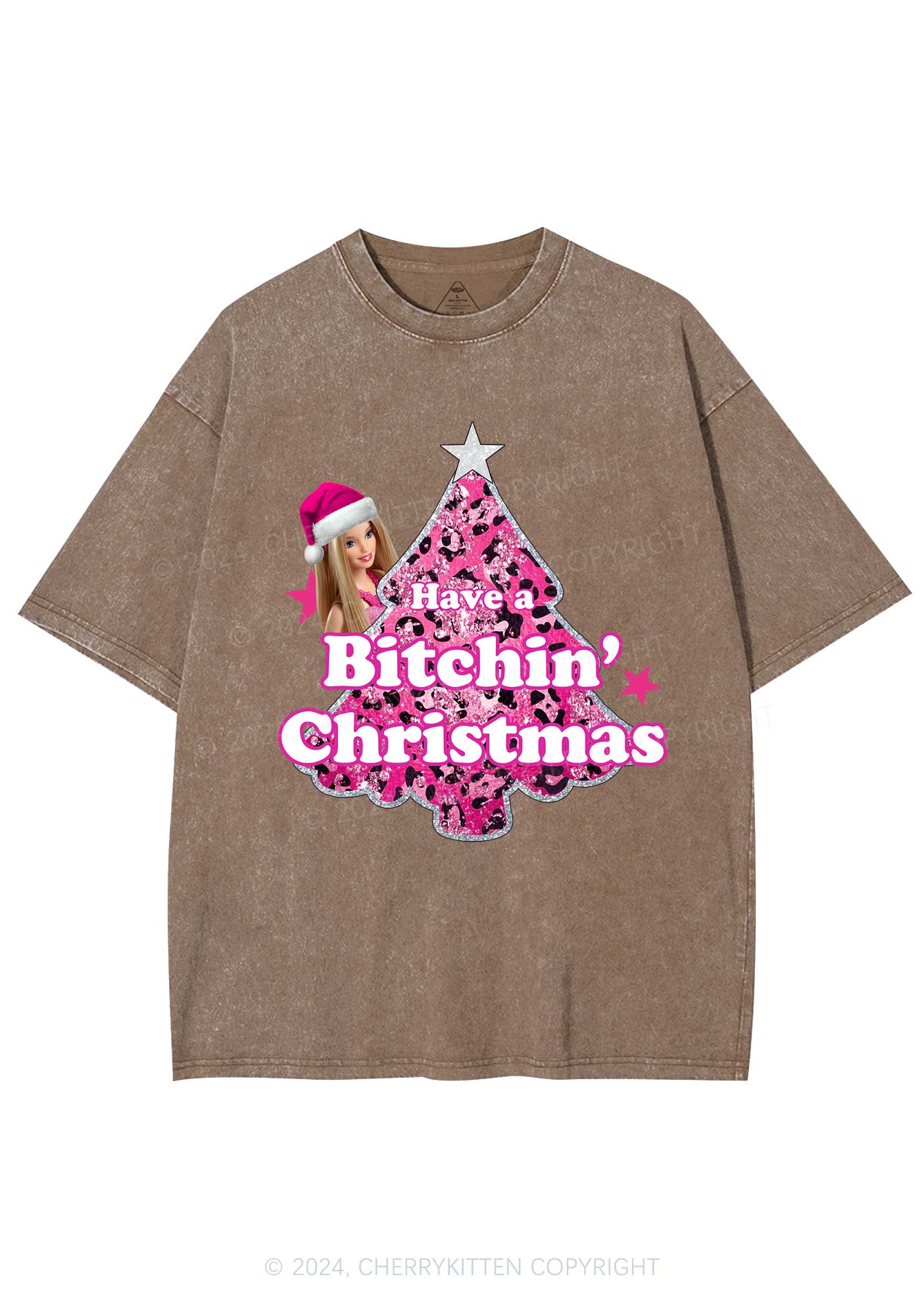 Christmas Bxxchin Y2K Washed Tee Cherrykitten