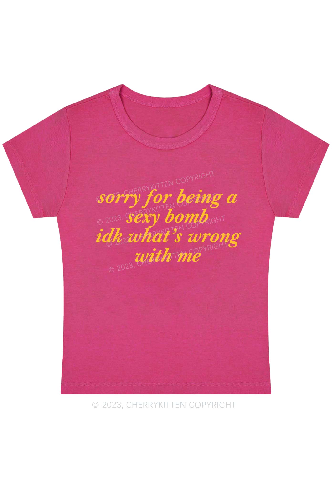 Curvy Sorry For Being A Bomb Y2K Baby Tee Cherrykitten