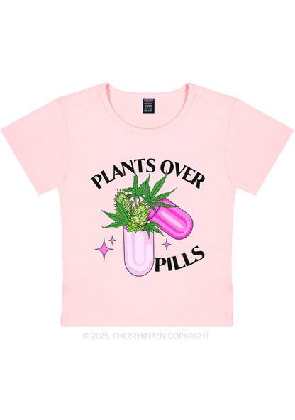 Plants Over Pills Y2K Baby Tee Cherrykitten