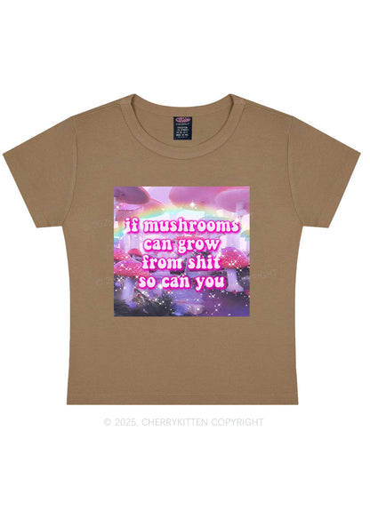 Mushrooms Grow From Shxt Y2K Baby Tee Cherrykitten