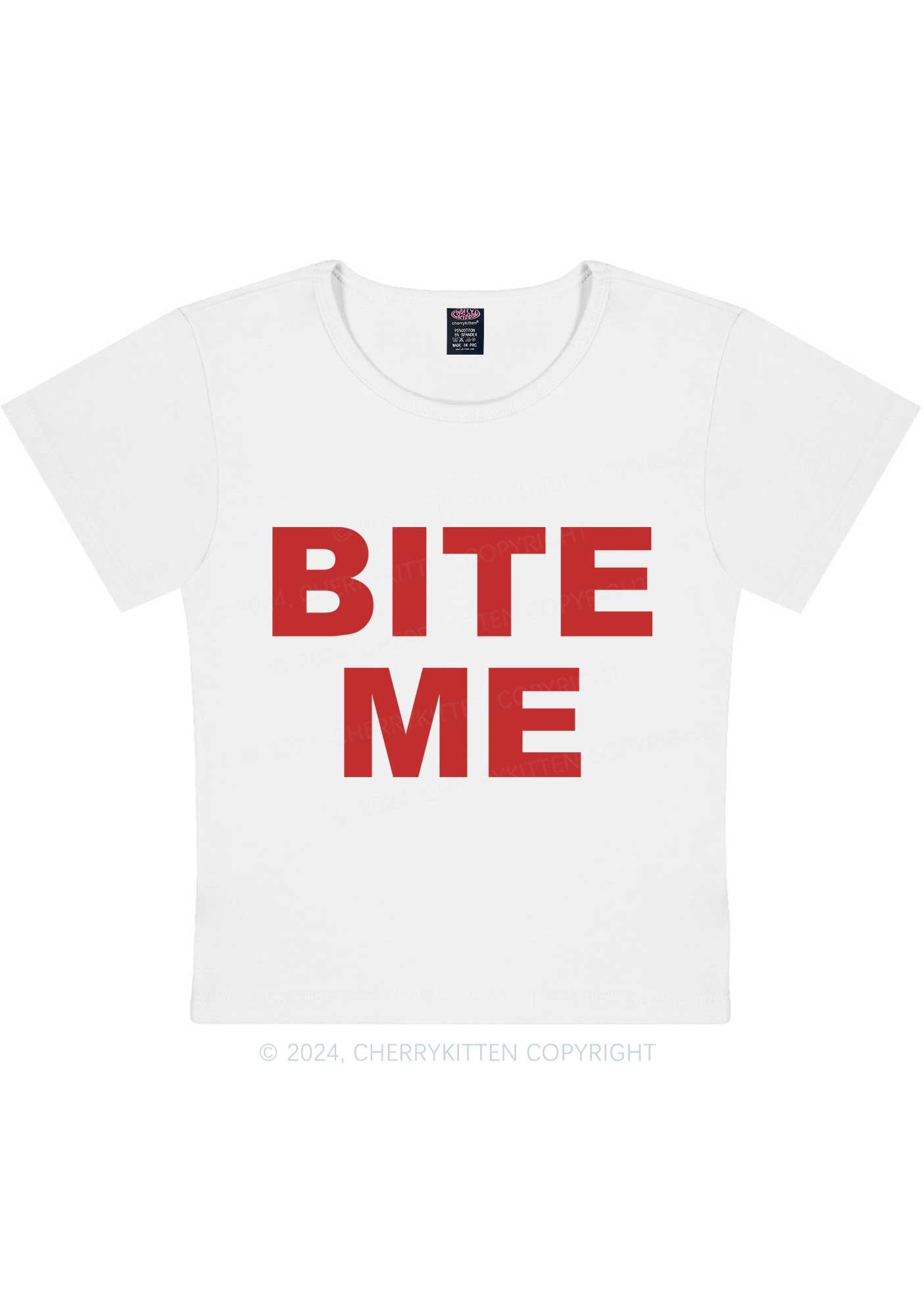 Bite Me Y2K Baby Tee Cherrykitten