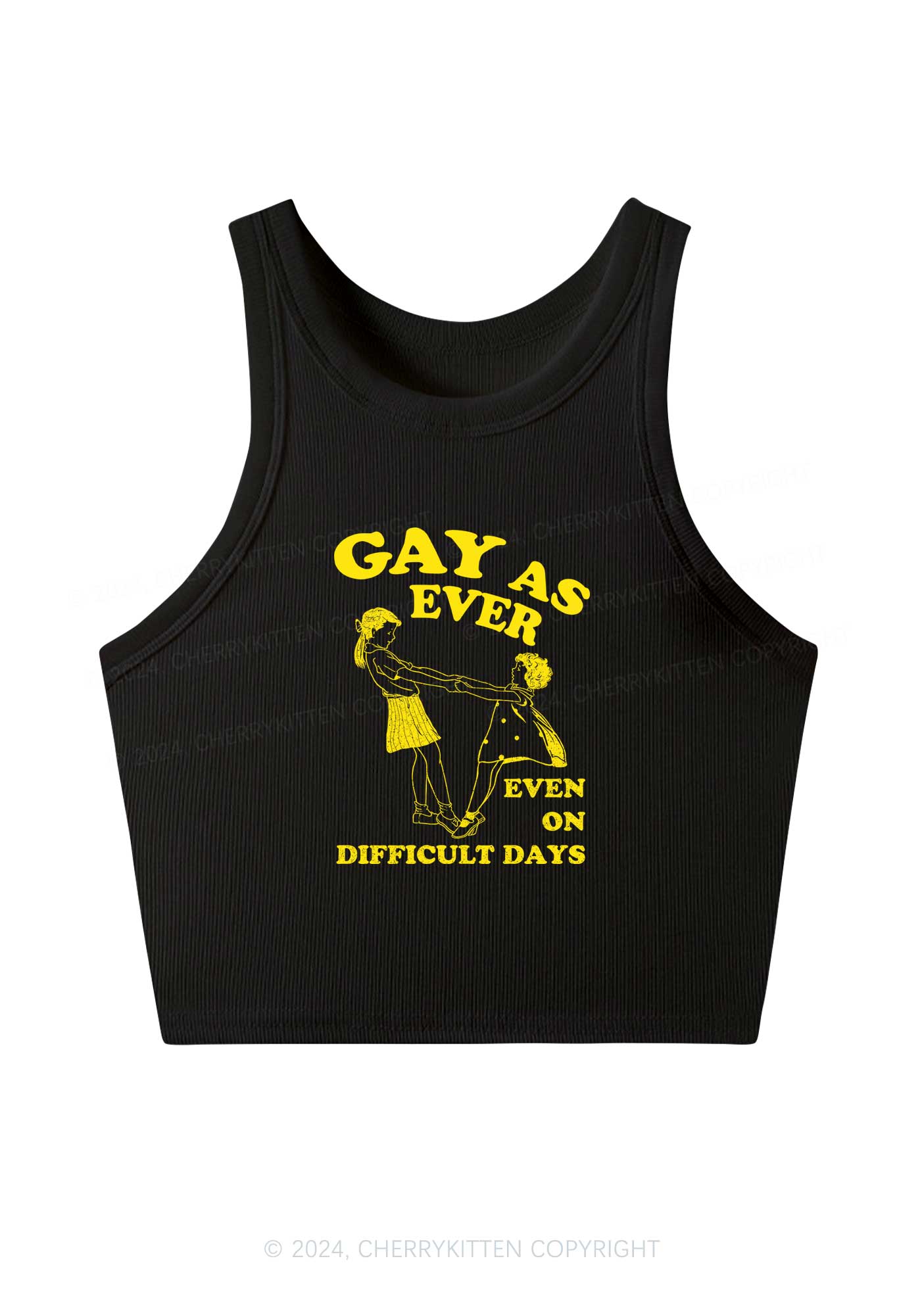 Gay As Ever Y2K Crop Tank Top Cherrykitten