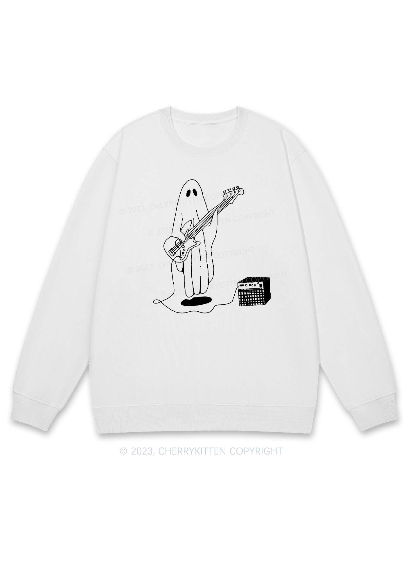 Ghost Guitar Player Halloween Y2K Sweatshirt Cherrykitten