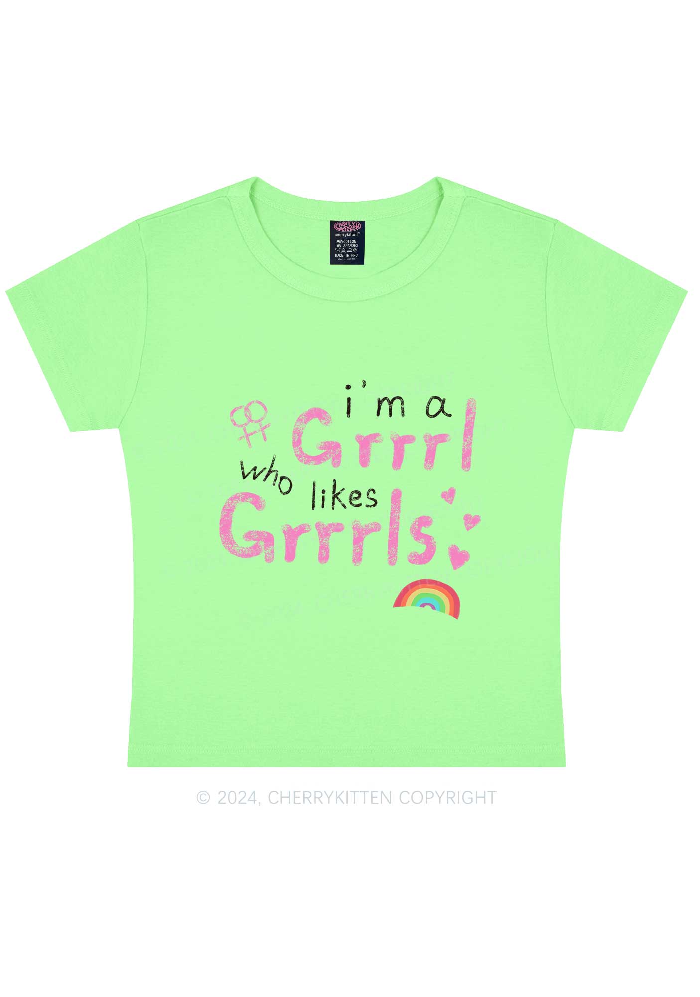 Grrrl Likes Grrrls Y2K Baby Tee Cherrykitten