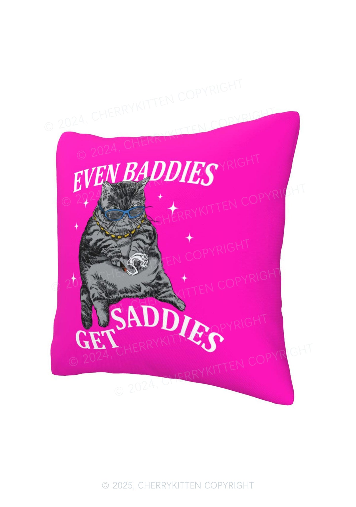 Even Baddies Get Saddies Y2K Throw Pillow Cover Cherrykitten