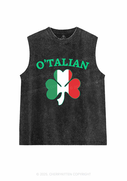 OTalian Shamrock St Patricks Y2K Washed Tank Cherrykitten