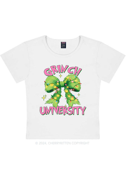 Christmas Green University Y2K Baby Tee Cherrykitten