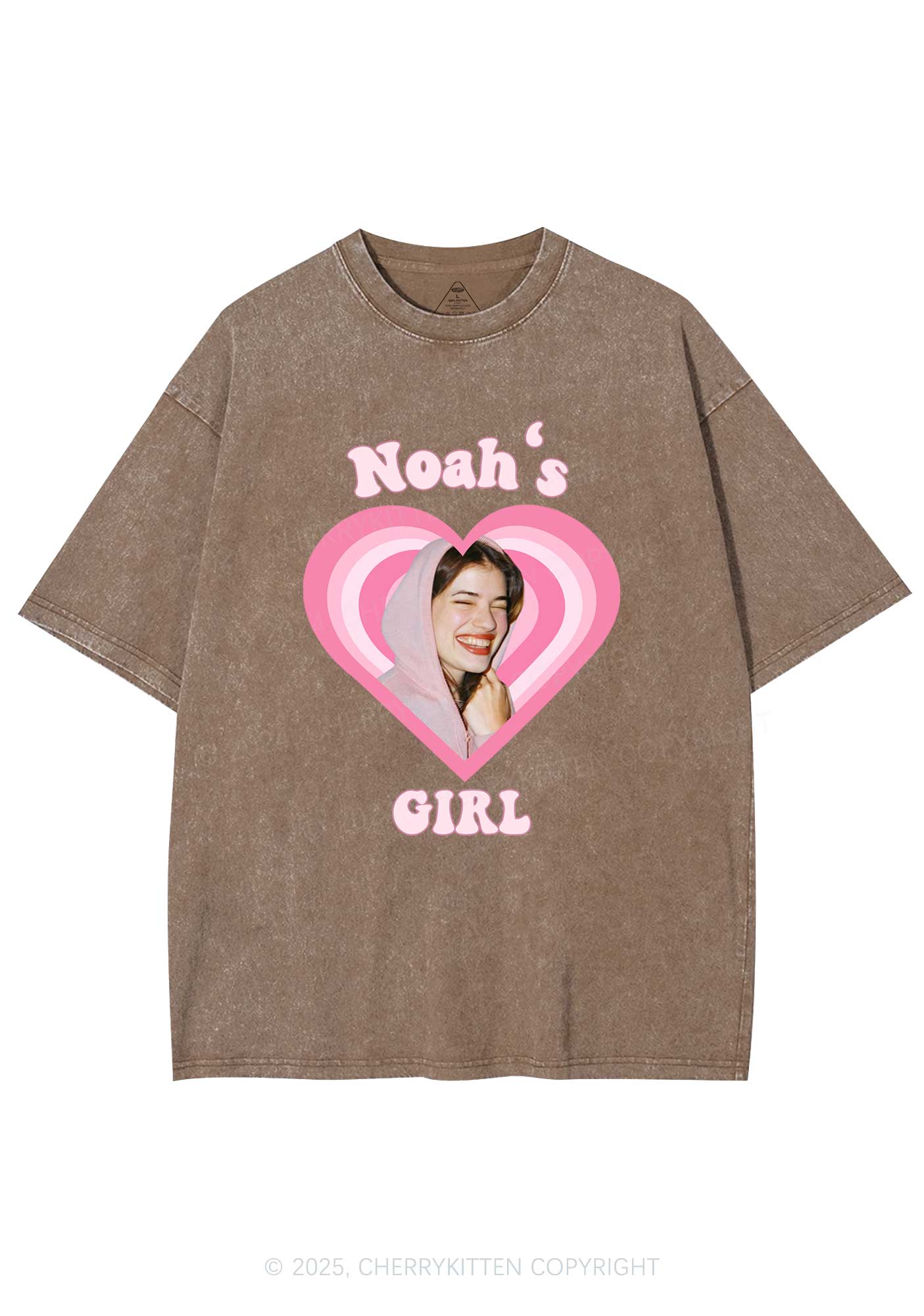 Custom Noahs Girl Photo Y2K Valentine's Day Washed Tee Cherrykitten