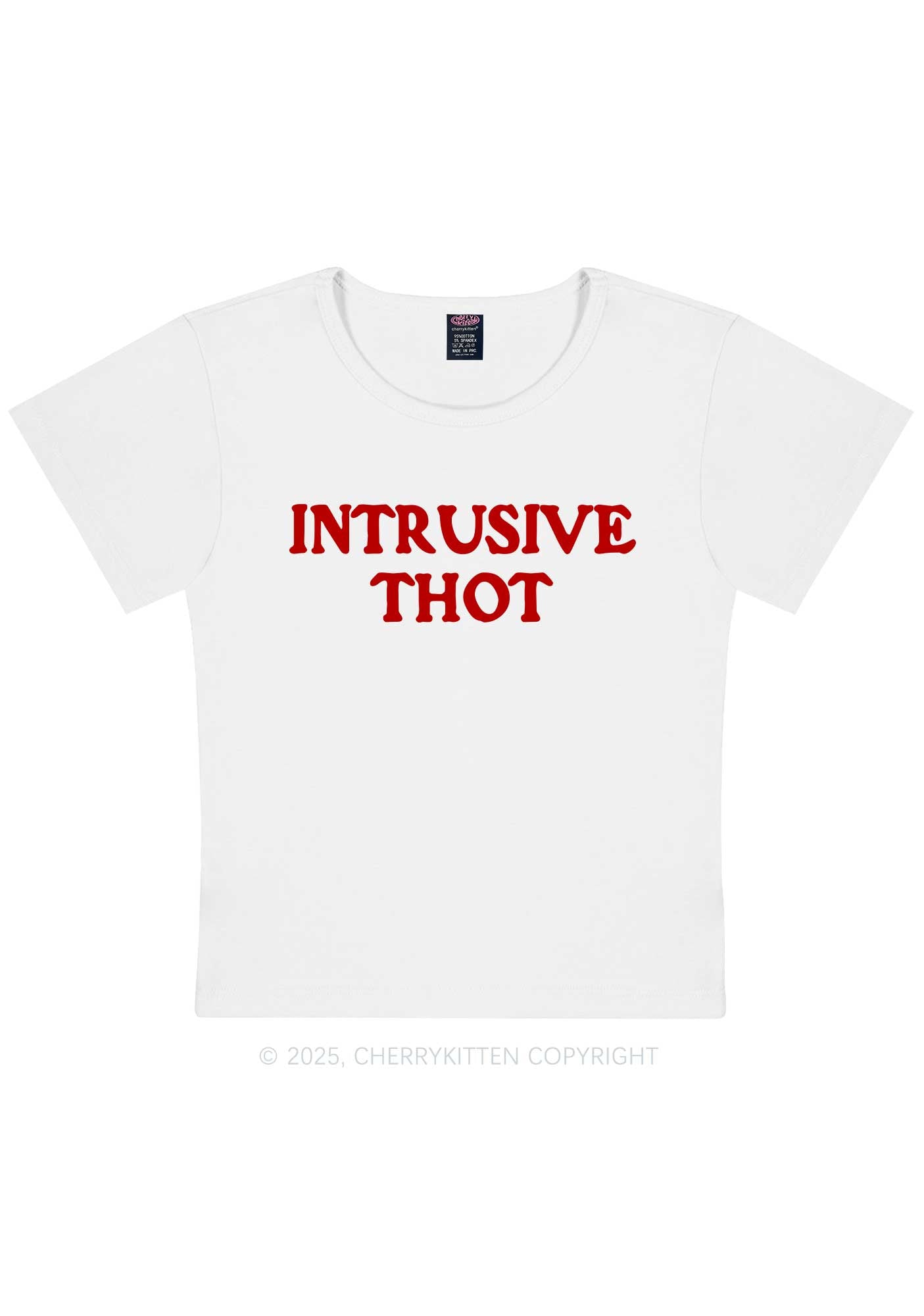 Intrusive Thot Y2K Baby Tee Cherrykitten