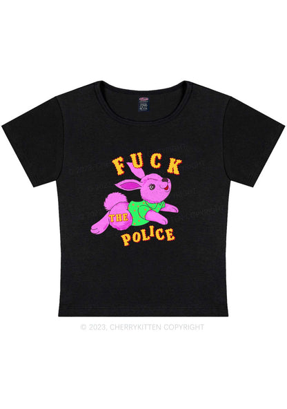 Curvy Fxxk The Police Bunny Y2K Baby Tee Cherrykitten